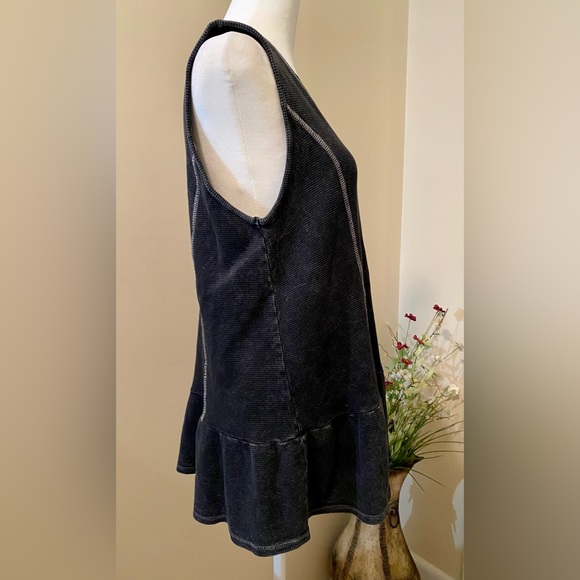 Sew In Love; small; women’s black washed out tank with slight ruffle at bottom - Picture 3 of 7